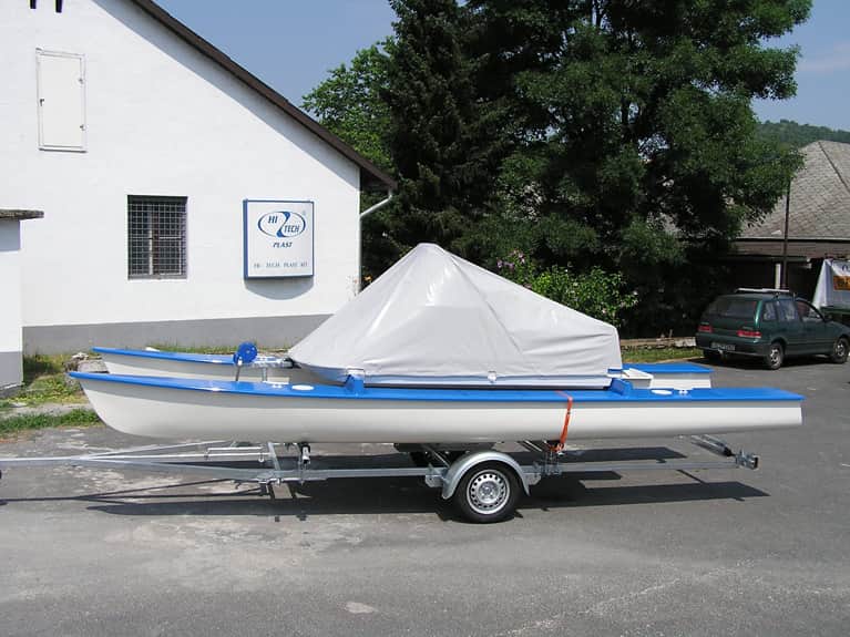 NEW C20 catamaran on trailer with canvas cover